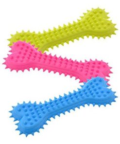 Dog Chew Toy- Bone Shape TPR Rubber Chew Toy Good for Run & Pick up Games /Training/Keeping Pet Fit - Yellow
