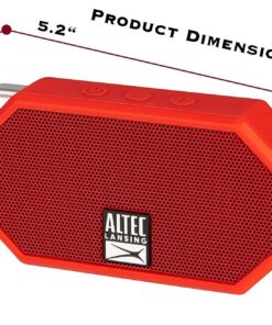 Altec Lansing IMW257-DR Mini H2O Wireless Bluetooth Waterproof Speaker, Floats on Water, Made for Outdoors, Indoors, Beach, Rugged & Strong, Hands-Free Talk, 6 Hour Battery Life, Ultra-Portable - Deep Red